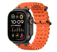 MoKo Upgraded Correa Deportiva de Silicona de Repuesto Compatible con Apple Watch 49mm/46mm/45mm/44mm/42mm - Series 10/9/8/7/6/5/4/3/SE2/SE/Ultra2/Ultra - Para Hombres y Mujeres, Negro/Naranja
