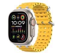 MoKo Upgraded Correa Deportiva de Silicona de Repuesto Compatible con Apple Watch 49mm/46mm/45mm/44mm/42mm - Series 10/9/8/7/6/5/4/3/SE2/SE/Ultra2/Ultra - Para Hombres y Mujeres, Plata/Amarillo