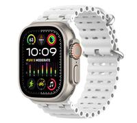 MoKo Upgraded Correa Deportiva de Silicona de Repuesto Compatible con Apple Watch 49mm/46mm/45mm/44mm/42mm - Series 10/9/8/7/6/5/4/3/SE2/SE/Ultra2/Ultra - Para Hombres y Mujeres, Plata/Blanco