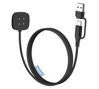 MoKo USB A/C Cargador para Versa 4/Versa 3/Sense 2/Sense, Base de Carga Magnética para Google Pixel Watch 3/2, Cable de Carga de Repuesto para Watch, Negro