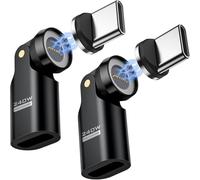 MoKo USB C Adaptador Magnético PD 240W, 9PIN Adaptador Magnético USB C con giro de 180° 360°, Conector Tipo-C de 90 Grados para iPhone 17 Air 16 15 Pro Max,MacBook Pro/iPad Serie,Galaxy S25 S24, Negro