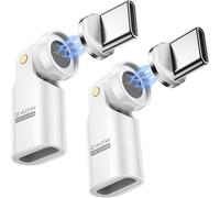 MoKo USB C Adaptador Magnético PD 240W, 9PIN Adaptador Magnético USB C con giro de 180° 360°, Conector Tipo-C de 90 Grados para iPhone 17 Air 16 15 Pro Max,MacBook Pro/iPad Serie,Galaxy S25 S24,Blanco