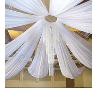 MoKoHouse - Cortinas de Techo Blancas para Bodas, 6 Paneles de 1,5 x 3 m, Cortina de Gasa de Tela para Fiestas, Ceremonias, escenarios, decoración de Boda