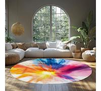 MOKOSAISE 135cm（Redondo） Alfombra Redonda Lavable alfombras abstractas Antideslizantes alfombras Suaves Pelo bajo y círculo salón Dormitorio moqueta Interior Moderna Estampado Colorido arcoíris