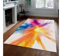 MOKOSAISE 180x200cm Alfombra Lavable Zona Antideslizante Abstracta Alfombras Suaves de Pelo bajo para salón y Dormitorio Alfombra Interior Moderna con Estampado Colorido