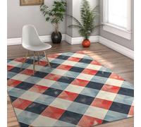 MOKOSAISE 60x90cm Alfombra para salón alfombras Antideslizantes Lavables Alfombra Moderna Abstracta con patrón de cuadrícula para Dormitorio Comedor alfombras Finas geométricas para Interiores