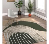 MOKOSAISE Abstract Lines Alfombras para el salón del hogar Minimalista Verde Oscuro Modernas de Mediados de Siglo Alfombra Suave de Pelo bajo para Estudio de Oficina en Dormitorio 120x160cm