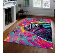 MOKOSAISE Alfombra Abstract Gorilla Area Lavable 80x150cm Atrevido y Colorido Grafiti Animal Moqueta Moderna Antideslizante de Pelo bajo para el salón y la habitación del hogar juguetona