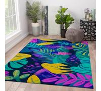 MOKOSAISE Alfombra área del salón 200x300cm Alfombra Bohemia Lavable Ilustración Moderna Colorida Alfombra Fina para Dormitorio bajo la Mesa del Comedor Felpudo Tropical de Hoja