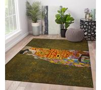 MOKOSAISE Alfombra Blanda Estilo Simbolismo Dorado 60x120cm Lavable a máquina Arte clásico Alfombra de área Hope para Entrada Oficina salón Dormitorio decoración del Suelo