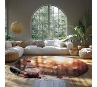 MOKOSAISE Alfombra de área Abstracta Santa Claus Nordic Circle Winter Christmas Snow Scene Soft Low Pile Round Carpet para decoración de Dormitorio y Sala de Estar 91cm（Redondo）