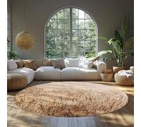 MOKOSAISE Alfombra de área Oriental Lavable 200cm（Redondo） Redonda para Sala de Estar Dormitorio Campo de Trigo Interior Resistente a Las Manchas alfombras de Piso Que no se desprenden para Cocina