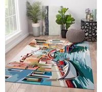 MOKOSAISE Alfombra de área Sala de Estar 140x200cm Lavable Colorida Venecia Alfombra Fina y Suave y Suave alfombras mediterránea de la Calle para Dormitorio bajo la Mesa del Comedor