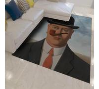 MOKOSAISE Alfombra de Zona Lavable para Hombres: Suave para salón Antideslizante Vintage The Son of Man Estampado para Dormitorio Comedor bajo la Mesa 120x160cm