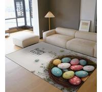 MOKOSAISE Alfombra Happy Easter Area 80x120cm Huevos Colores Alfombras Entrada Antideslizantes para Interiores y Exteriores felpuda Entrada Suelo Suave moqueta Cocina Dormitorio decoración