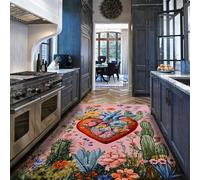 MOKOSAISE Alfombra Lavable 140x200cm Cactus en Forma de corazón suculentas olorosas Patrón de Flores Tropicales moqueta de Pelo bajo para Entrada Interior y Principal