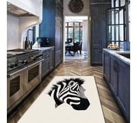 MOKOSAISE Alfombra Lavable 200x300cm Alfombras de área Tapetes Negras y Blancas de Pelo Cebra Modern Bohemi Line Art con Estampado Animal y Alfombra Antideslizante Interior del salón y Dormitorio