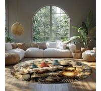 MOKOSAISE Alfombra Lavable 60cm（Redondo） Fantasy Patrón de Paisaje Urbano Estilo gótico Vintage para Dormitorio salón habitación de bebé alfombras Suaves de Pelo bajo