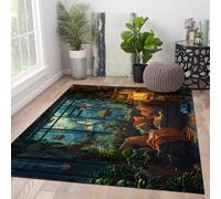 MOKOSAISE Alfombra Lavable 60x120cm Alfombras de Zona acogedora Estilo Jungla Interior Alfombras Finas Ilustración botánica para Dormitorio Alfombra de estética rústica Vintage Decoración del hogar