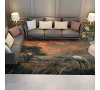 MOKOSAISE Alfombra Lavable de Animales Salvajes 60x90cm Suave para salón Dormitorio Comedor Antideslizante Fina y Fina Alfombra de paisajismo grullas y Aves