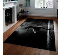 MOKOSAISE Alfombra Lavable para Sala de Estar Alfombras Suaves 140x180cm Alfombra en Blanco y Negro Elegante para Baile de Bailarina Alfombras Antideslizante para Dormitorio y habitación