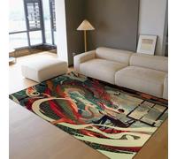MOKOSAISE Alfombra para la Entrada 140x180cm Alfombras de Oficina Estilo dragón Oriental Arquitectura Tradicional Koi mítica Alfombra Fina para el Suelo Interior y Estudio del salón
