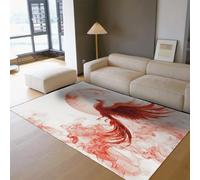 MOKOSAISE Alfombra para salón 180x240cm Red Phoenix Bird Sun Area Belt para oficinas Alfombras Lavables de Pelo bajo Antideslizante Oriental Feng Shui Design para Interior