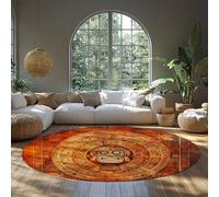 MOKOSAISE Alfombra Redonda de Piedra Azteca 240cm（Redondo） Diseño Antiguo de Sol Tribal moqueta Delgada Bohemia Lavable para salón Dormitorio Estudio decoración de Oficina
