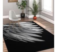 MOKOSAISE Alfombra Vintage 160x200cm alfombras Lavables para áreas de área Antideslizantes de Plumas Blancas Pelo bajo Alfombra Moderna Elegante para salón Dormitorio Oficina y residencia