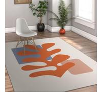 MOKOSAISE Alfombras abstractas para Lavar 60x90cm Formas botánicas Naranjas atrevidas Alfombra Crema de Pelo bajo para salón Dormitorio Oficina Estudio Planta Minimalista