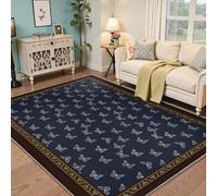 MOKOSAISE Alfombras de área Boho Vintage 200x300cm Lavables para Sala de Estar Oficina Comedor Granja Pila Baja Azul Marino con Estampados de Mariposas Blancas Alfombra