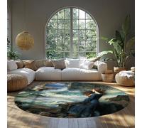 MOKOSAISE Alfombras de área Miranda The Tempest 1906 de John William Waterhouse Alfombra de círculo de Retrato de Mujer clásica prerrafaelita para decoración de hogar 210cm（Redondo）