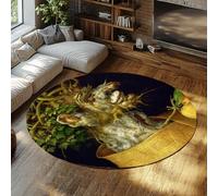 MOKOSAISE Alfombras de impresión de Pintura Famosa de Invierno 100cm（Redondo） Alfombra Circular de Corteza de árbol Abstracta Lavable a máquina Suave para el hogar Comedor Dormitorio