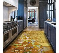 MOKOSAISE Alfombras Doradas Amarillas para salón 60x120cm Abstracto Lavable The Famous Painting Famous Carpet Printed for Comedor Dormitorio Oficina