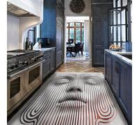 MOKOSAISE Alfombras Lavables 120x160cm Alfombra para salón Oficina Cocina Negro Blanco diseño Surrealista alfombras Antideslizantes de Pelo bajo Cara Moderna geométrica Alfombra Abstracta