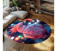 MOKOSAISE Alfombras Lavables 80cm（Redondo） Cacatúa Rosa Zona Redonda Alfombra Colorida con patrón exótico de Loros Alfombras Antideslizantes para salón Dormitorio Pop Art Alfombra de Pelo bajo