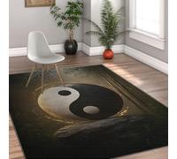MOKOSAISE Alfombras Lavables de Tai chi Yin-Yang para Entrada Alfombra Japonesa Antideslizante Suave para Interiores y Mantas para salón Oficina Estudio en Comedor 120x180cm