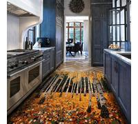 MOKOSAISE Alfombras para el área de Bedul Forest para salón 100x200cm Moqueta Lavable a máquina con patrón Impressionist Autumn Woods para Dormitorio Comedor Oficina