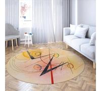 MOKOSAISE Alfombras Redondas 180cm（Redondo） Lavables Antideslizantes líneas abstractas y Coloridas Alfombra Redonda Impresa para Dormitorio Entrada salón Comedor cafetería