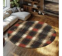MOKOSAISE Alfombras Redondas 60cm（Redondo） Alfombra Moderna Abstracta de Cuadros para Sala de Estar Alfombra Lavable para Dormitorio Pelo bajo alfombras clásica de Interior para Cocina Comedor