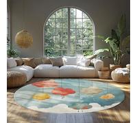 MOKOSAISE Alfombras Redondas para salón 150cm（Redondo） Alfombra Lavable abstractas Modernas y Suaves Alfombra Nube Antideslizantes Alfombras Finas de Dibujos Animados de ensueño para Dormitorio