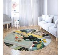 MOKOSAISE Alfombras Redondas para salón Lavables a máquina Vintage Las Flores Frente a una Ventana Estampas Circular Alfombra para Dormitorio Comedor 120cm（Redondo）