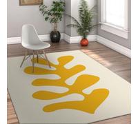 MOKOSAISE Estilo Minimalista Nórdico Lavable 120x160cm Alfombras para salón Dormitorio Comedor patrón botánico Abstracto Amarillo alfombras de Pelo bajo