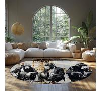MOKOSAISE Gorilla Round Area Carpet Lavable 100cm（Redondo） Animales Salvajes en Blanco y Negro Monkey Modern Industrial Style Alfombra de Pelo bajo para salón