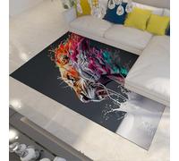 MOKOSAISE Grafiti Alfombra de Animales Salvajes salón Lavable 60x120cm Alfombra de Pelo bajo con Estampado de Leopardo Colorido para Dormitorio habitación Infantil Sala de Juegos Oficina