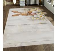 MOKOSAISE Pascua de Primavera 80x150cm Alfombra Lavable para el salón Flores Vintage de Margaritas Alfombra de Pelo bajo para Dormitorio Comedor Antideslizante bajo la Mesa