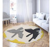 MOKOSAISE Two Birds by Georges Braque Alfombras Redondas Abstract Animals Alfombra Circular Antideslizante Plegable para Sala de Estar Decoración de café de Oficina en casa 90cm（Redondo）
