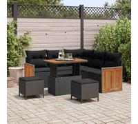 Mokuyary 9 unidades, 9 unidades, color negro, polirratán para balcón, muebles de balcón, exteriores, exteriores, jardín, jardín, terraza, balcón, 90 cm, longitud de tafetán M336K254
