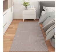 Mokuyary Alfombra rectangular HUARTE Beige 150 x 80 cm poliéster antideslizante, robusta, interior y exterior, alfombras para el hogar, salón, patio y jardín, modelo Zen Sand