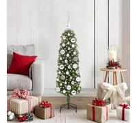 Mokuyary Árbol de Navidad artificial con 150 luces LED con soporte verde 120 cm, árbol de Navidad artificial realista para decoración del hogar, oficina, tiendas, decoración -C